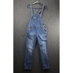 Free People Overalls Womens 28 Blue Denim Sleeveless Bib Adjustable Buttons Top